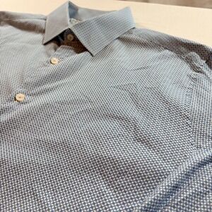 Stone Rose Mens Blue White Geometric Diamond Print Button Down Shirt L BELLSW94